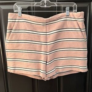 LOFT Pink Striped High Waist Shorts